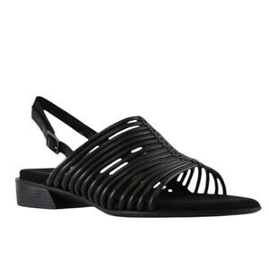 MUNRO Celia Black Slingback Sandal Size 7.5 | Leather | Low Heel